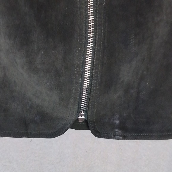 H&M Full Front Zip Leather Suede Mini Skirt Size Medium in Green *flawed* - Picture 5 of 12